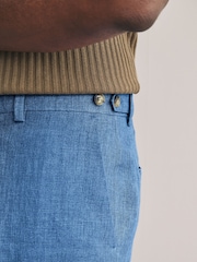 Blau - Slim Fit Signature Leomaster Italian 100% Linen Fabric Suit Trousers - Image 6 of 6