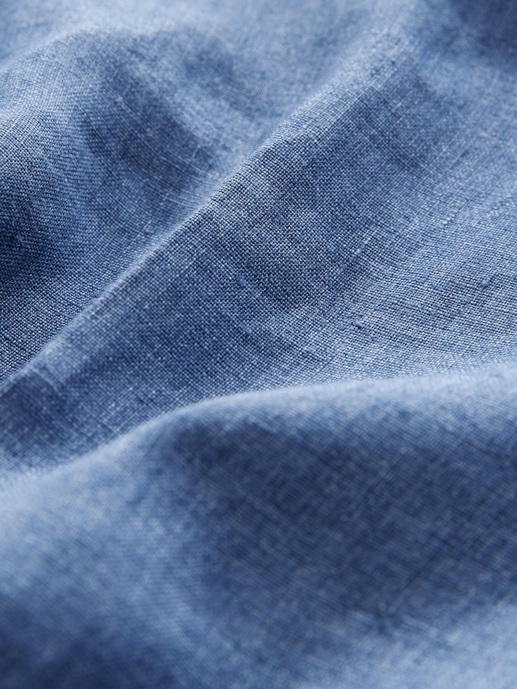 Blue Slim Fit Signature Leomaster Italian 100% Linen Fabric Suit Trousers - Image 9 of 13