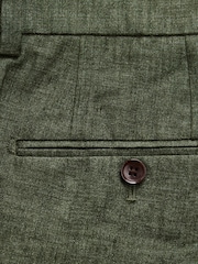 Green Slim Fit Signature Leomaster Italian 100% Linen Fabric Suit Trousers - Image 9 of 10