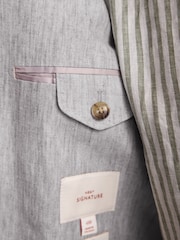 אפור בהיר - Slim Fit Leomaster Italian 100% Linen Suit Jacket - תמונה 6 מתוך 6
