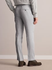 Hellgrau - Slim Fit Signature Leomaster Italian 100% Linen Fabric Suit Trousers - Image 3 of 9