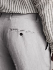 Hellgrau - Slim Fit Signature Leomaster Italian 100% Linen Fabric Suit Trousers - Image 4 of 9