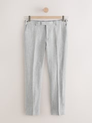 Hellgrau - Slim Fit Signature Leomaster Italian 100% Linen Fabric Suit Trousers - Image 5 of 9