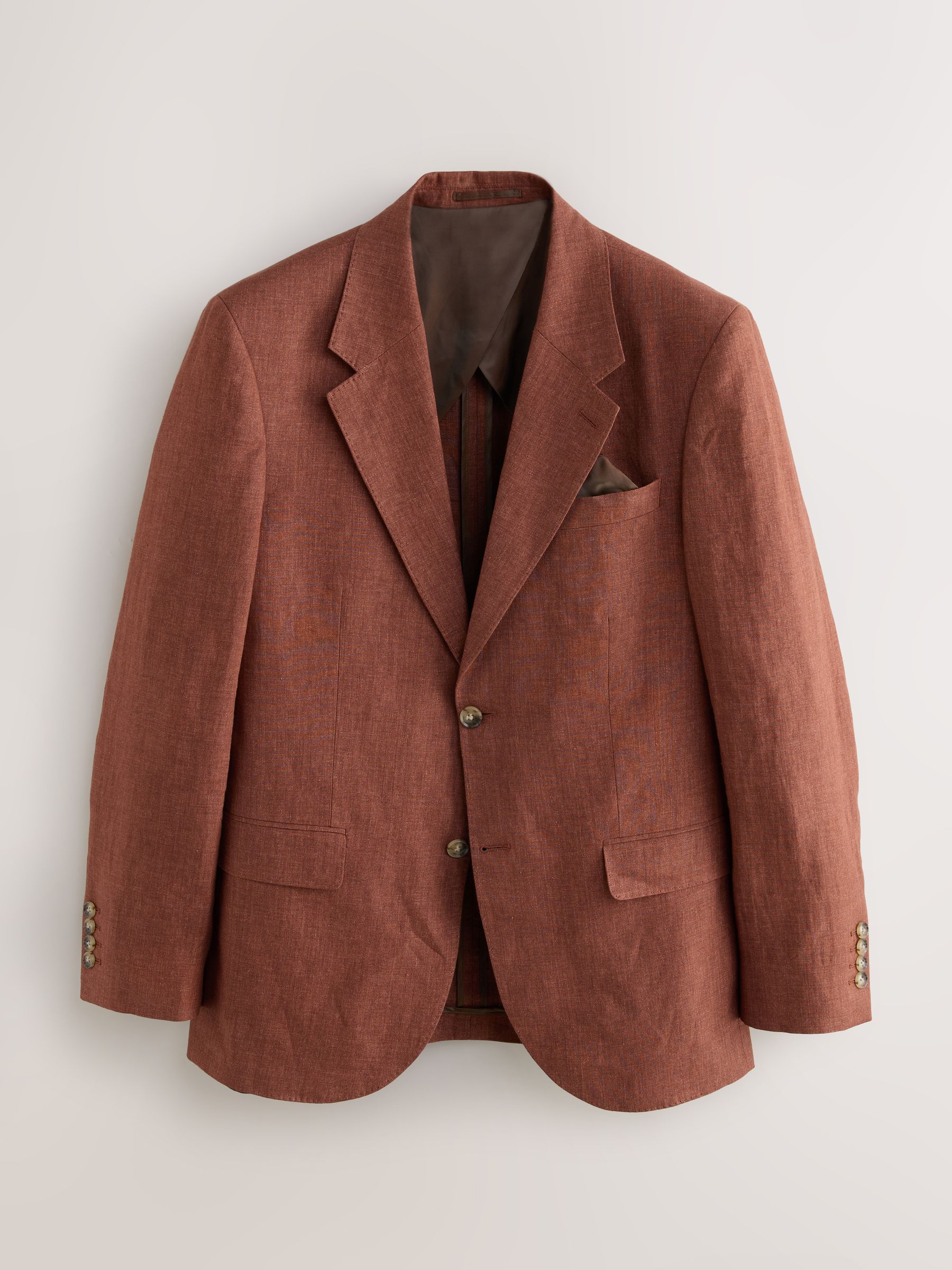 Buy Rust Brown Slim Fit Leomaster Italian 100% Linen Suit Jacket Buy Rust Brown Slim Fit Leomaster Italian 100% Linen Suit Jacket