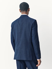 Blue Tailored Fit Textured Wool Suit Jacket - Image 3 of 10