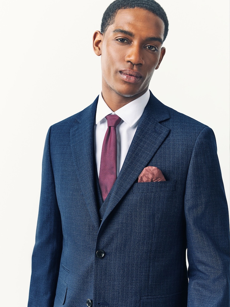 Bleu - Coupe sur mesure - Veste de costume en laine texturée - Image 4 of 10
