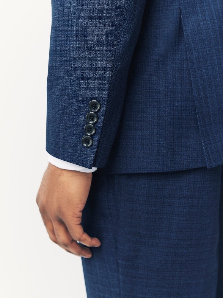 Bleu - Coupe sur mesure - Veste de costume en laine texturée - Image 5 of 10