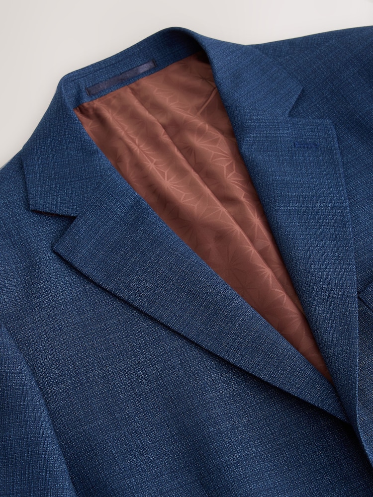 Bleu - Coupe sur mesure - Veste de costume en laine texturée - Image 7 of 10