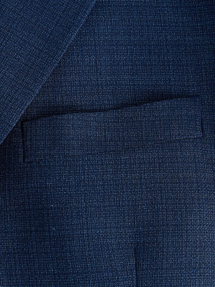 Bleu - Coupe sur mesure - Veste de costume en laine texturée - Image 8 of 10