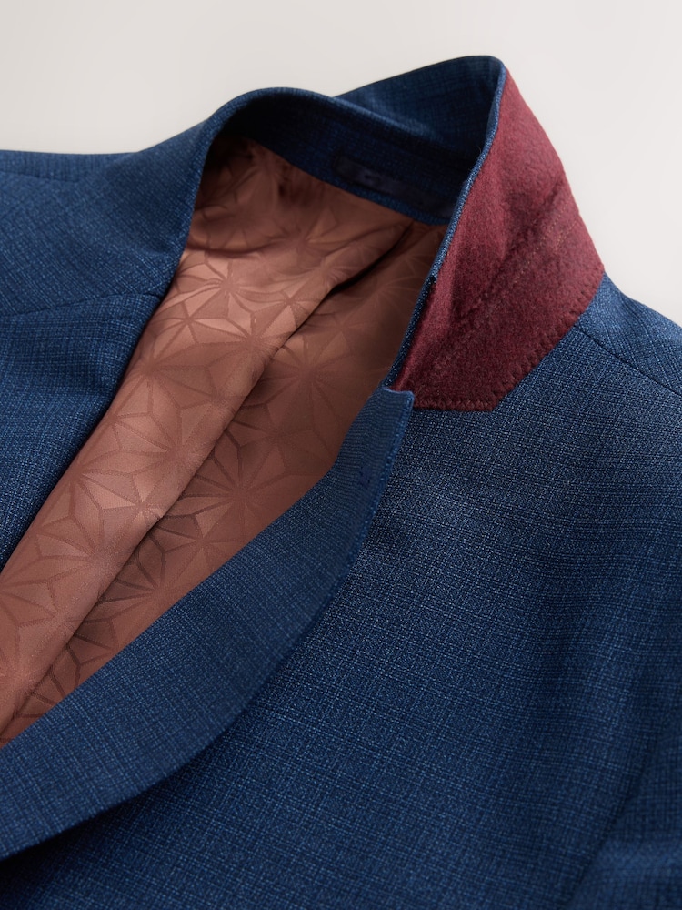 Bleu - Coupe sur mesure - Veste de costume en laine texturée - Image 9 of 10