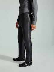 Gris de charbon de bois - Coupe ajustée Tuxedo Pantalon de costume - Image 1 of 4