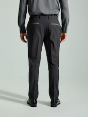 Gris de charbon de bois - Coupe ajustée Tuxedo Pantalon de costume - Image 2 of 4