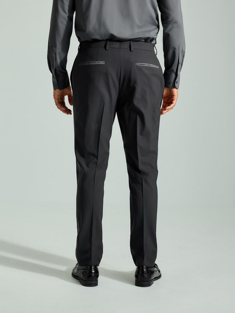 Gris de charbon de bois - Coupe ajustée Tuxedo Pantalon de costume - Image 2 of 4