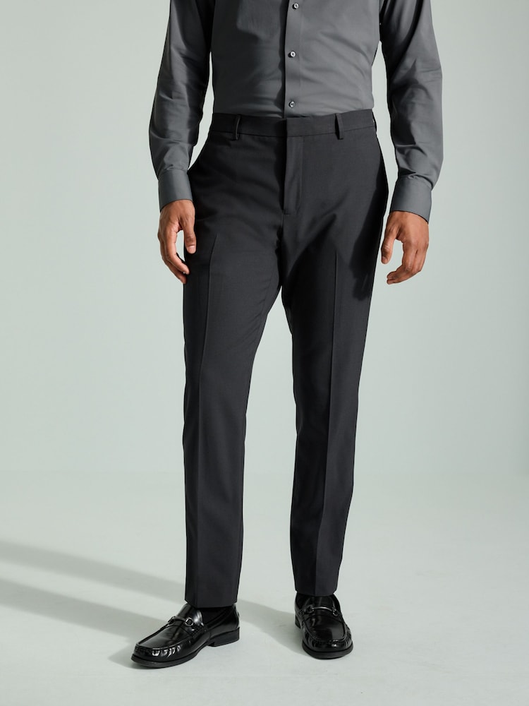 Gris de charbon de bois - Coupe ajustée Tuxedo Pantalon de costume - Image 3 of 4