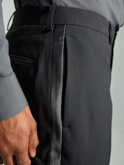 Gris de charbon de bois - Coupe ajustée Tuxedo Pantalon de costume - Image 4 of 4
