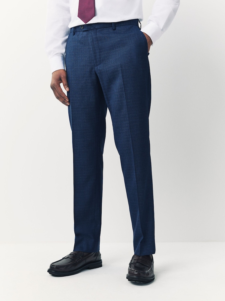 Blue Tailored Fit Textured Wool Suit Trousers - Image 1 of 5