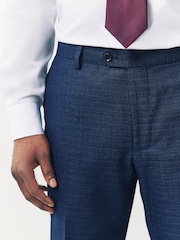 Blue Tailored Fit Textured Wool Suit Trousers - Image 3 of 5