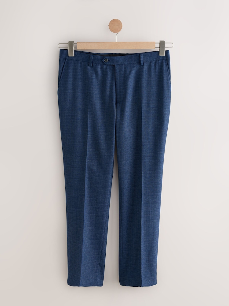 Blue Tailored Fit Textured Wool Suit Trousers - Image 5 of 5