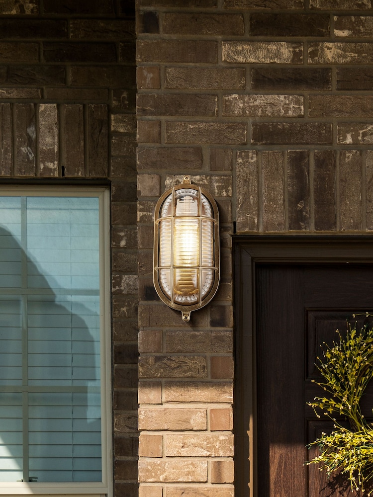 Searchlight Brass Oceanic Round Wall Outdoor Light - Image 1 of 4