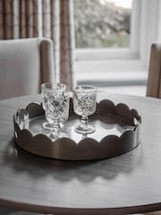 Libra Interiors Olive Green Lacquer Round Tray with Scallop Edge - Image 1 of 5
