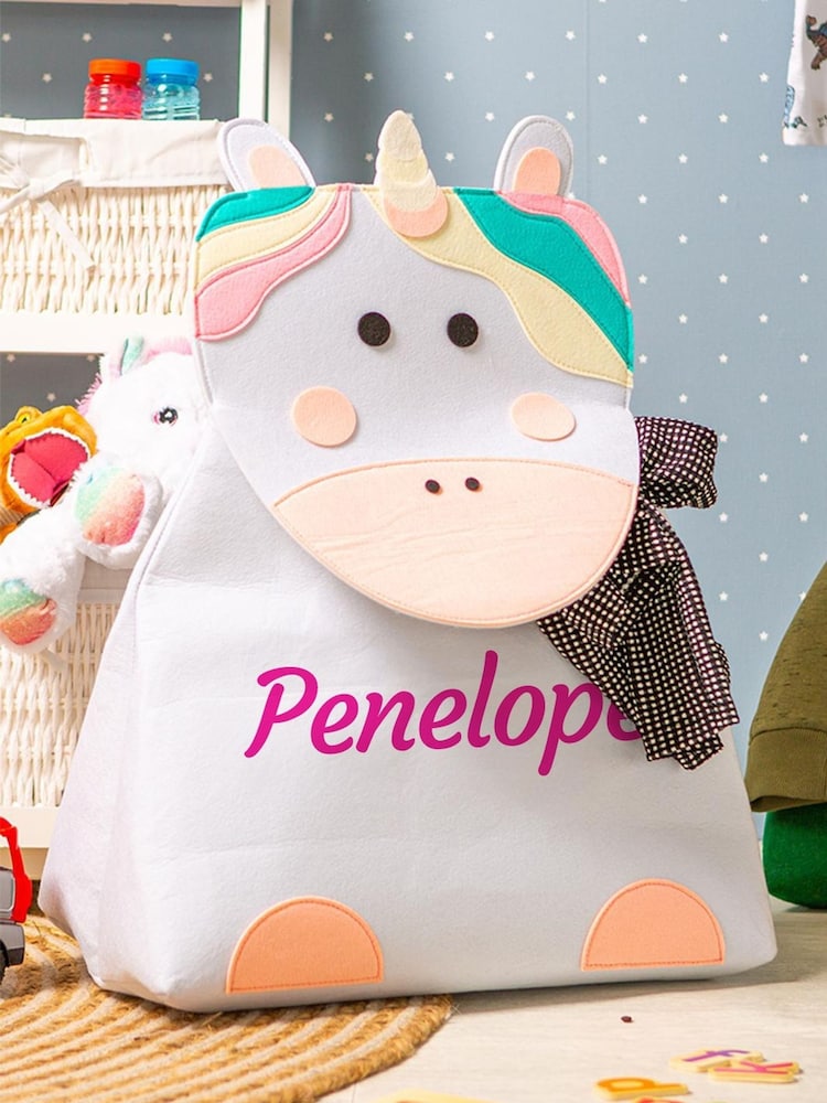 Jonnys Sister Personalised Unicorn Felt Laundry Basket - Image 1 of 2