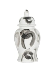 Libra Interiors Black White Monochrome Brush Swirl Ginger Jar - Image 3 of 6