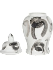 Libra Interiors Black White Monochrome Brush Swirl Ginger Jar - Image 4 of 6