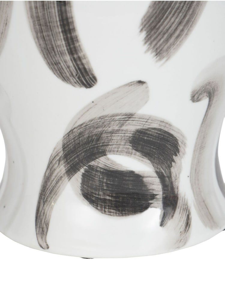 Libra Interiors Black White Monochrome Brush Swirl Ginger Jar - Image 6 of 6