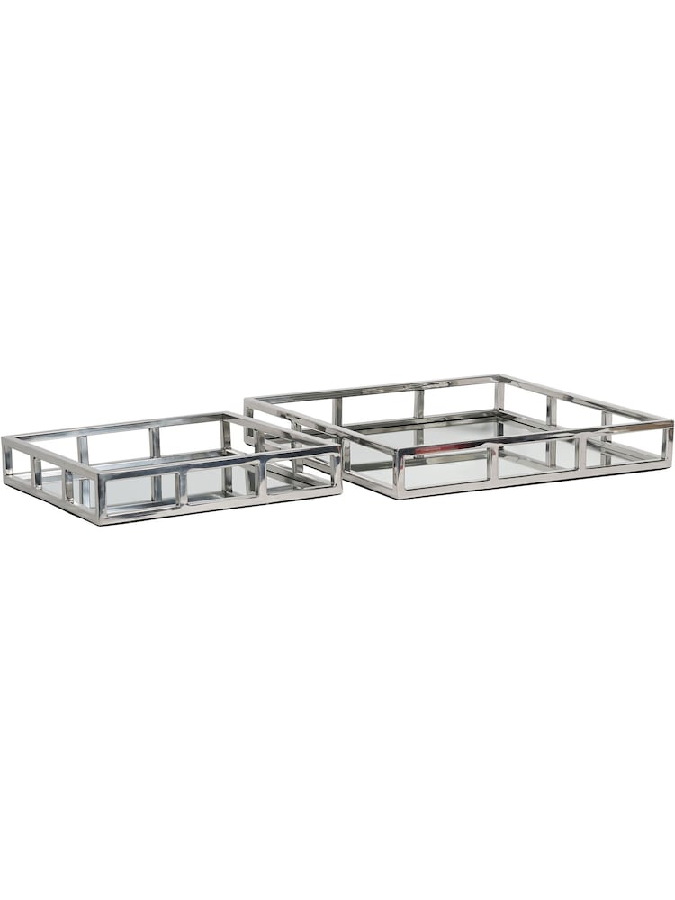 Libra Interiors Silver Square Mirror Tray - Image 2 of 5