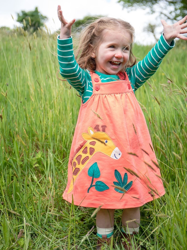 Frugi Girls Pink Giraffe Pinafore - Image 1 of 5