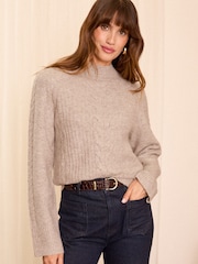 Love & Roses Beige Premium With Wool High Neck Jumper - Image 1 of 4