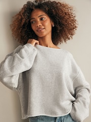 American Vintage Grey Boat Neck 100% Cotton Sweater - Image 3 of 4