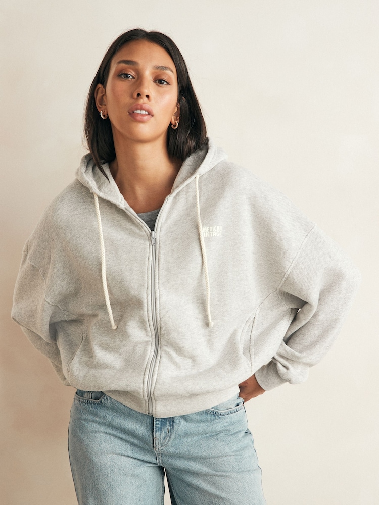 American Vintage Grey Kodytwon 100% Cotton Hoodie - Image 1 of 4