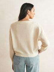 American Vintage Cream Raxow V-Neck Sweater - Image 2 of 4
