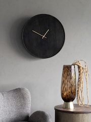 Libra Interiors Black Mango Wood Bowl Wall Clock - Image 1 of 6