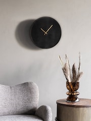 Libra Interiors Black Mango Wood Bowl Wall Clock - Image 2 of 6