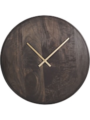 Libra Interiors Black Mango Wood Bowl Wall Clock - Image 4 of 6