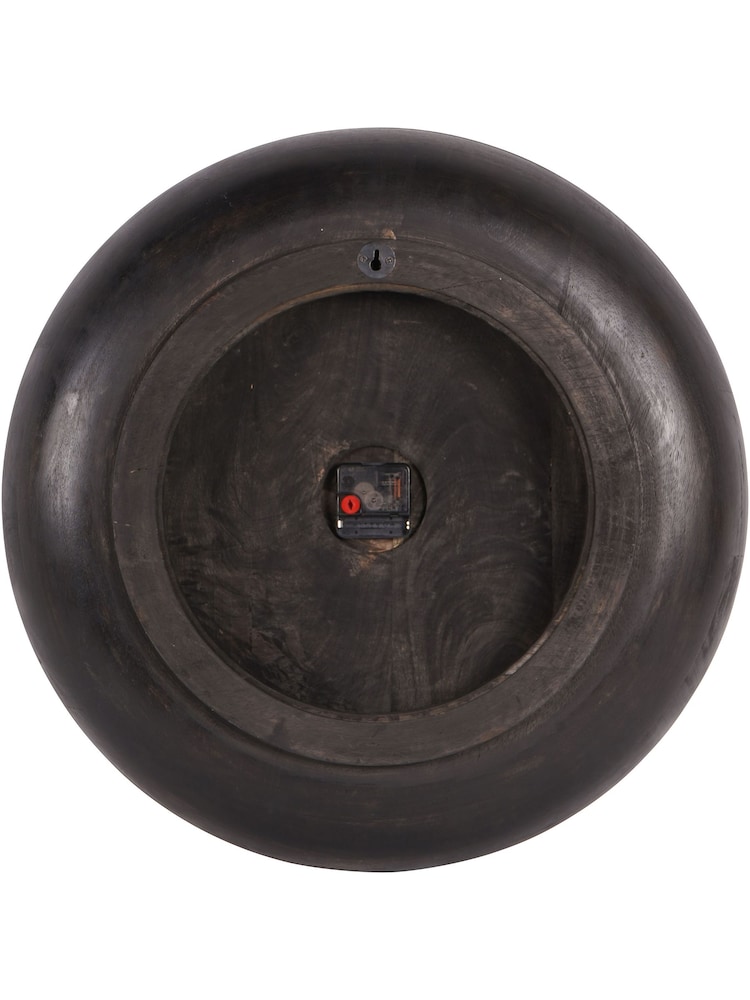 Libra Interiors Black Mango Wood Bowl Wall Clock - Image 6 of 6