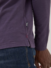 FatFace Woodside Purple Long Sleeve Henley T Shirt - Image 4 of 5