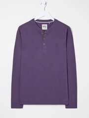 FatFace Woodside Purple Long Sleeve Henley T Shirt - Image 5 of 5