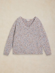 White Stuff Natural Texture V-Neck Jumper - Image 5 of 6