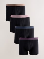 Black Blue/Purple Waistbands 4 pack Signature A-Fronts Boxers - Image 1 of 8
