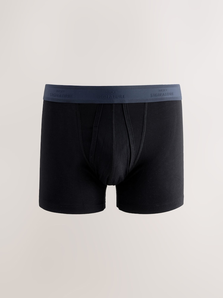 Black Blue/Purple Waistbands 4 pack Signature A-Fronts Boxers - Image 2 of 8