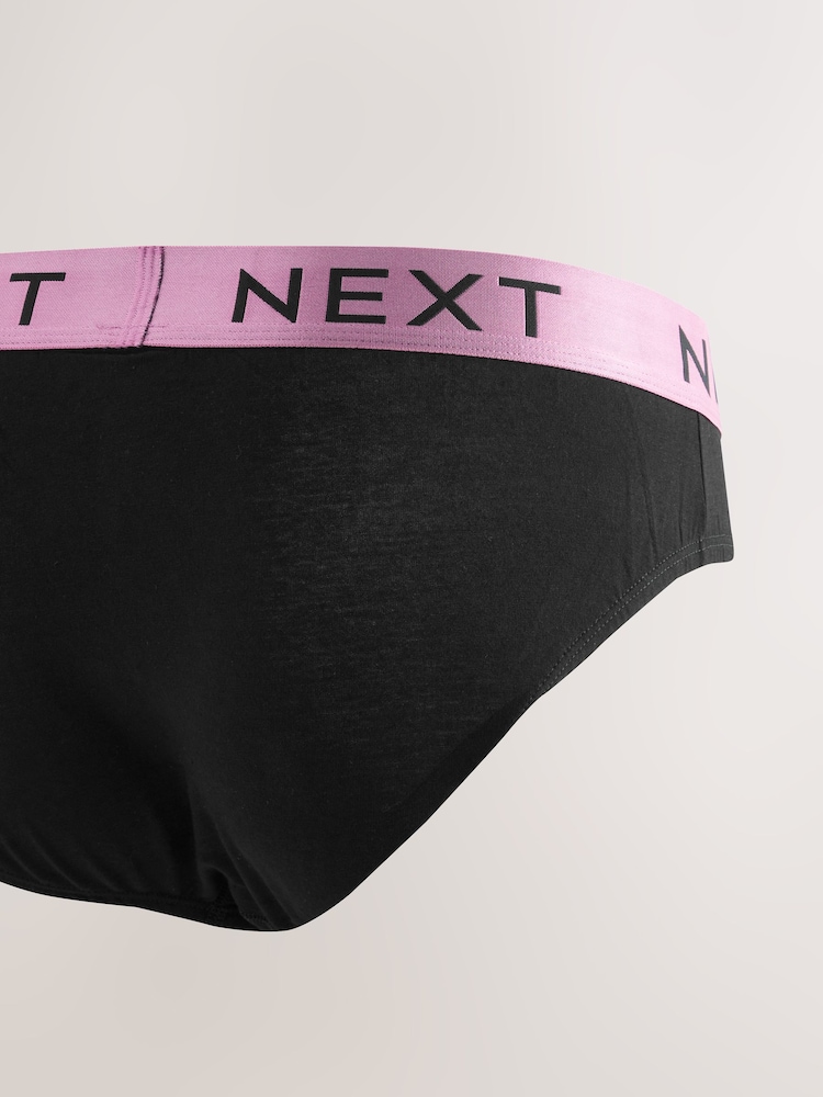 Black Bright Waistband 10 pack Cotton Rich Briefs - Image 10 of 14
