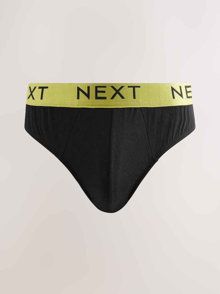 Black Bright Waistband 10 pack Cotton Rich Briefs - Image 11 of 14