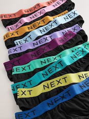 Black Bright Waistband 10 pack Cotton Rich Briefs - Image 13 of 14