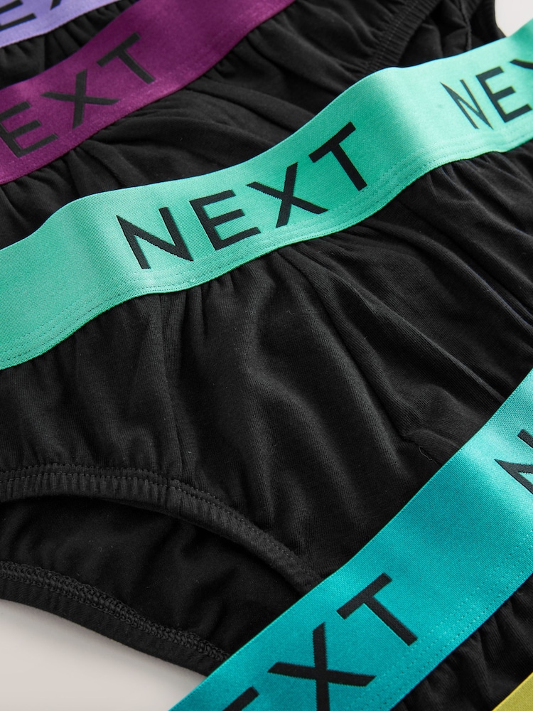 Black Bright Waistband 10 pack Cotton Rich Briefs - Image 14 of 14