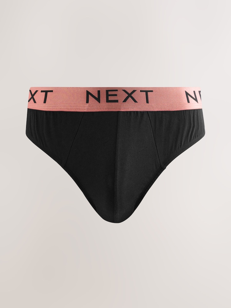 Black Bright Waistband 10 pack Cotton Rich Briefs - Image 3 of 14