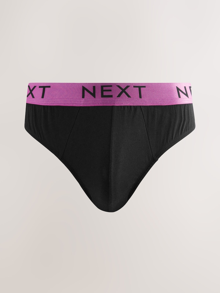 Black Bright Waistband 10 pack Cotton Rich Briefs - Image 7 of 14