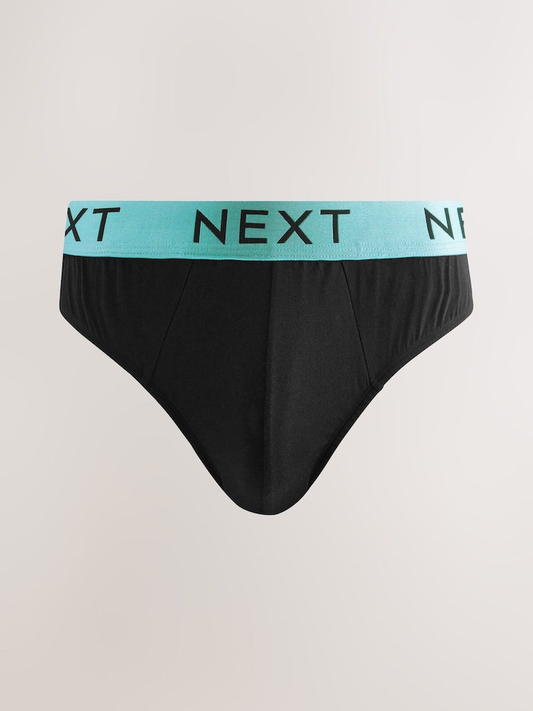 Black Bright Waistband 10 pack Cotton Rich Briefs - Image 8 of 14